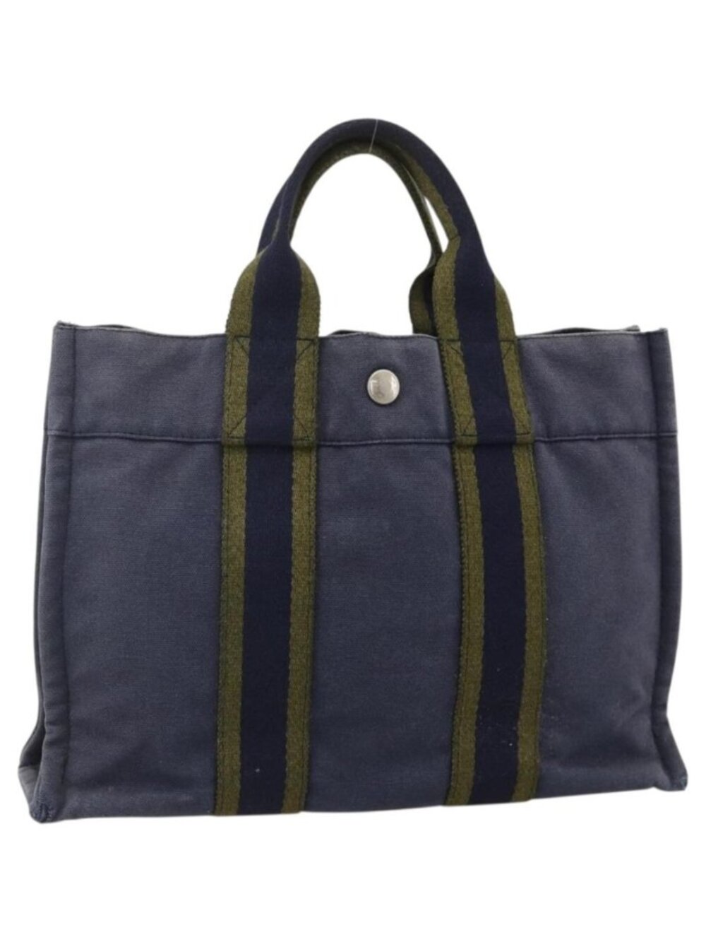 HERMES Fourre ToutPM Tote Bag Canvas Navy Silver